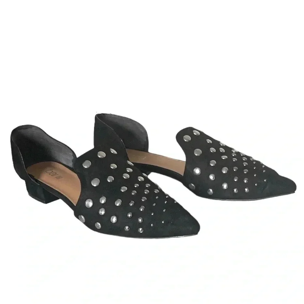 BAR III | Black Closed Back Studded Cansia Pointed Toe Slip On Flats 8.5M (EUC)
